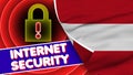 Austria Realistic Flag with Internet Security Title Fabric Texture 3D Illustration