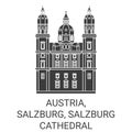 Austria, Salzburg, Salzburg Cathedral travel landmark vector illustration