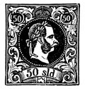 Austria 50 Soldi Stamp in 1867, vintage illustration