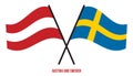 Austria and Sweden Flags Crossed And Waving Flat Style. Official Proportion. Correct Colors Royalty Free Stock Photo