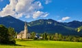 Austria traditional church with chapel in village