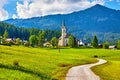 Austria traditional church with chapel in village Royalty Free Stock Photo