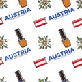 Austria travel destination seamless pattern belt and