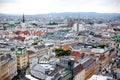 Austria, Vienna, capital city cityscape with dome of Hofburg Palace and tower of St. Michael`s Church, Michaelerkirche.