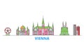 Austria, Vienna City line cityscape, flat vector. Travel city landmark, oultine illustration, line world icons