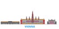 Austria, Vienna line cityscape, flat vector. Travel city landmark, oultine illustration, line world icons