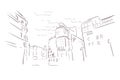 Austria Vienna Europe vector sketch city illustration line art