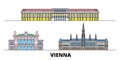 Austria, Vienna flat landmarks vector illustration. Austria, Vienna line city with famous travel sights, skyline, design