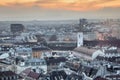 Austria, Vienna: 24, november, 2019 -  View from the main cathedral of St. Stephen to the city, twilight. Evening view of the city Royalty Free Stock Photo