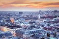 Austria, Vienna: 24, november, 2019 -  View from the main cathedral of St. Stephen to the city, twilight. Evening view of the city Royalty Free Stock Photo