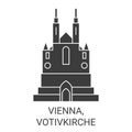 Austria, Vienna, Votivkirche travel landmark vector illustration