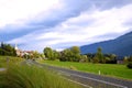 Austria. View of alpine road valley in summer time Royalty Free Stock Photo