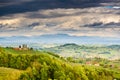 Austria vineyards landscape. View from Kitzeck village in direction of Graz