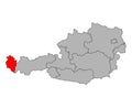 Austria of Vorarlberg map symbol shape, travel web flat concept icon symbol vector illustration Royalty Free Stock Photo