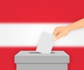 Austria election banner background. Ballot Box with blurred flag Template for your design