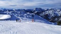Austria, Waidring-January 3, 2019:ski resort, mountains in austria, beautiful weather