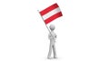 Austria waving flag. 3d Man holding and waving Austrian flag on transparent background. Loop. Alpha channel. 4K.