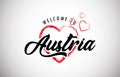 Austria welcome to message with beautiful red hearts