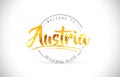 Austria Welcome To Word Text with Handwritten Font and Golden Te