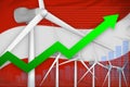 Austria wind energy power rising chart, arrow up - green natural energy industrial illustration. 3D Illustration Royalty Free Stock Photo