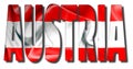 Austria Word 3D Illustration With Flag Texture