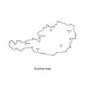 Austria world map country outline in black contour. Vector illustration.