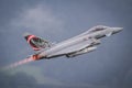 Austrian Air Force Eurofighter Typhoon takeoff with full afterburner in heavy rain