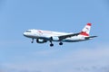 Austrian Airlines Airbus A320-200 OE-LBS in the blue sky Royalty Free Stock Photo