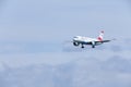 Austrian Airlines Airbus A320-200 OE-LBS up in the blue sky Royalty Free Stock Photo