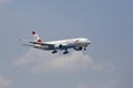 Austrian Airlines Boeing 777 on approach to JFK International Airport in New York Royalty Free Stock Photo