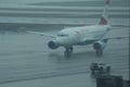 Austrian airlines commercial airliner taxied on runway