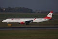 Austrian Airlines plane taxiing on runway in Vienna Airport, VIE Royalty Free Stock Photo