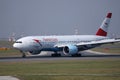 Austrian Airlines plane taxiing on Vienna Airport, VIE Royalty Free Stock Photo