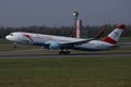 Austrian Airlines plane taking off from the runway in Vienna Airport, VIE Royalty Free Stock Photo