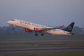 Austrian Airlines Star Alliance plane taking off from the runway in Vienna Airport, VIE Royalty Free Stock Photo