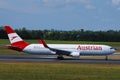 Austrian Airlines plane doing taxi Royalty Free Stock Photo