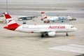 Austrian Airlines plane doing taxi on taxiway Royalty Free Stock Photo