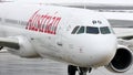 Austrian Airlines plane in Innsbruck airport, INN Royalty Free Stock Photo