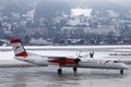 Austrian Airlines plane, close-up view ATR aircraft Royalty Free Stock Photo