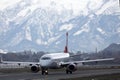 Austrian Airlines plane in Salzburg Airport Royalty Free Stock Photo