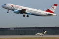 Austrian Airlines plane taking off Royalty Free Stock Photo