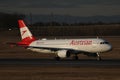 Austrian Airlines plane taxiing Royalty Free Stock Photo