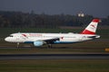 Austrian Airlines plane taxiing on runway in Vienna Airport, VIE Royalty Free Stock Photo