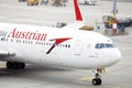 Austrian Airlines plane doing taxi on taxiway Royalty Free Stock Photo