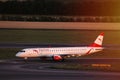 Austrian Airlines plane doing taxi on taxiway, Vienna Airport VIE Royalty Free Stock Photo