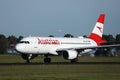 Austrian Airlines plane doing taxi on taxiway Royalty Free Stock Photo