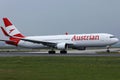 Austrian Airlines plane doing taxi on taxiway Royalty Free Stock Photo