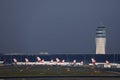 Austrian Airlines planes at terminal in Vienna Airport, VIE