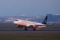 Austrian Airlines Star Alliance plane taking off Royalty Free Stock Photo