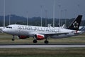 Austrian Airlines Star Alliance plane taking off Royalty Free Stock Photo